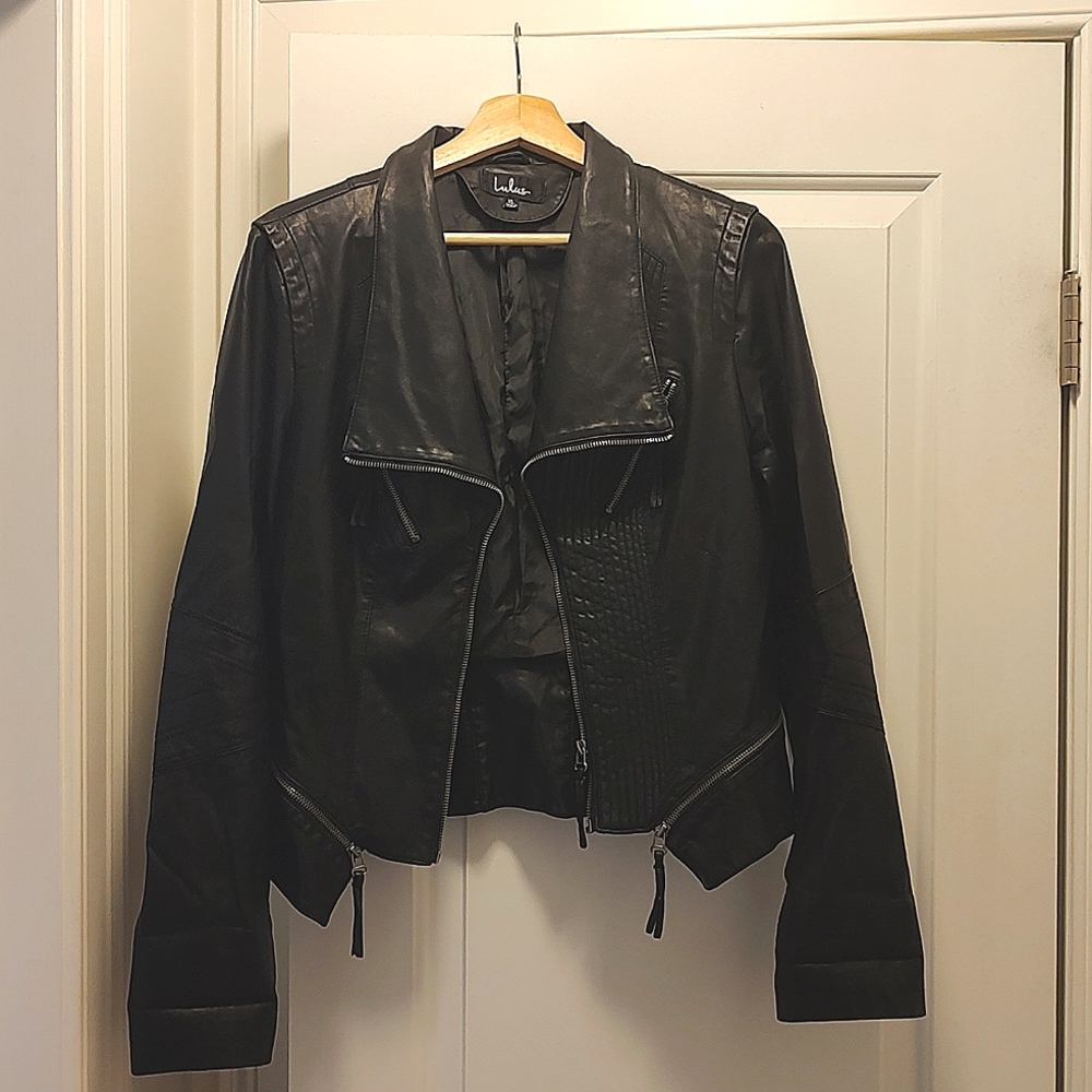 Lulu's- XL Vegan Leather Black Moto Jacket
